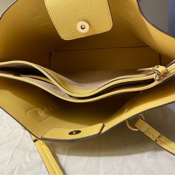 Nanette Lepore Large Yellow Faux Leather Purse - Picture 7 of 9